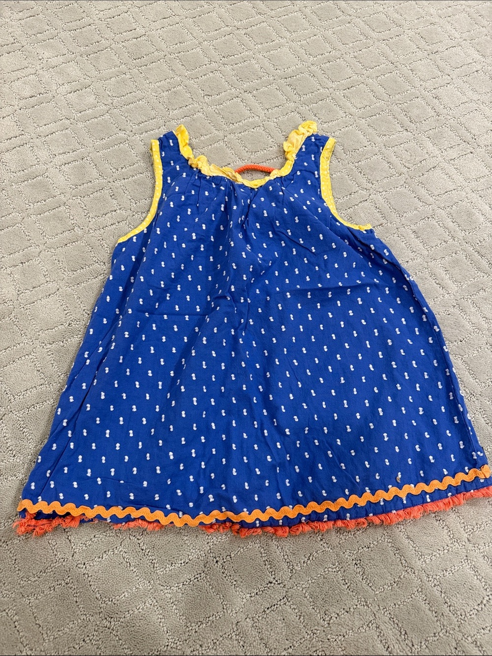Matilda Jane Royal Blue Tank Top with Yellow Trim and Orange Accents